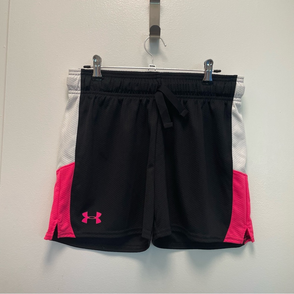 Under Armour Youth XL Black and Pink Athletic Shorts
